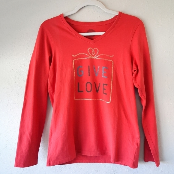 Life is Good Red Give Love Tee S - Picture 1 of 6